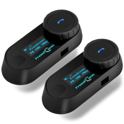 Picture of FreedConn Motorcycle Bluetooth Headset TCOM SC Helmet Communication System with Music Sharing/Universal Pairing/2-3 Riders 800M Bluetooth Intercom with LCD Screen (2Pack)
