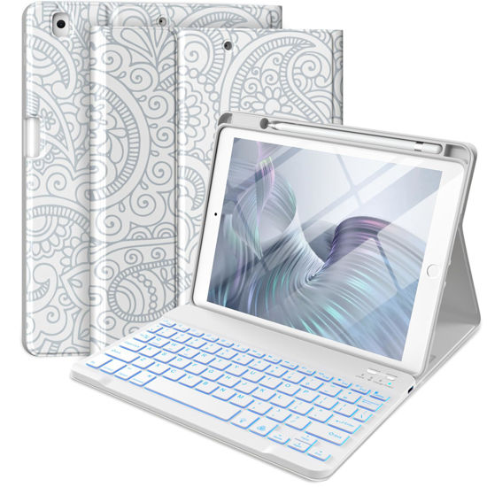 Picture of Hamile for iPad 9th Generation Case with Keyboard 10.2 Inch - Backlit Wireless Detachable Folio Keyboard Cover with Pencil Holder for iPad 8th Gen/7th Gen/iPad Pro 10.5"/iPad Air 3rd Gen (Gray)