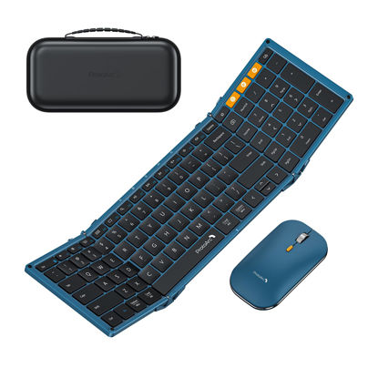Picture of ProtoArc Foldable Keyboard and Mouse, XKM01 Folding Wireless Keyboard Mouse Combo for Business and Travel, 2.4G+Dual Bluetooth Full-Size Portable Keyboard for Laptop iPads Tablets - Blue