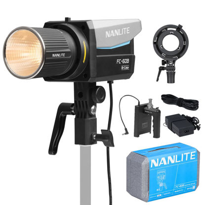 Picture of NANLITE FC-60B LED Video Light 2700K-6500K 78W Bowens Mount Continuous Output Lighting,AC/DC Power Support with APP Control, Bowens Adapter for Studio Photograpny/Video Recording