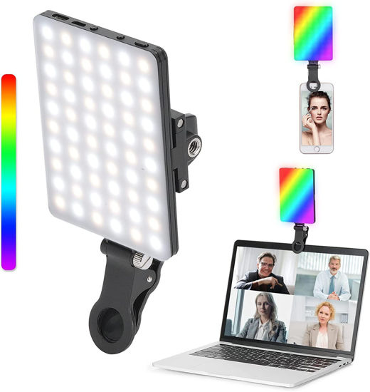 Picture of Newmowa RGB Video Light Portable LED Light for Phone, Tablet, Laptop, 360° Full Color CRI 95+ Dimmable 2500K-8500K, 2000mAh Rechargeable LED DSLR Lighting for Selfie, Makeup, Video Conference, TikTok