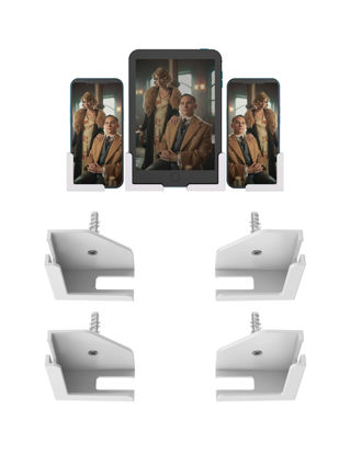 Picture of NOTMBESTM Tablet Wall Mount Phone Holder Fit for ipad/Samsung/Kindle/E-Reader Wall Phone Mount for iphone Fit for Kitchen/Shower/Mirror/Bedside Fixed by Adhesive or Screw（2Set (White)