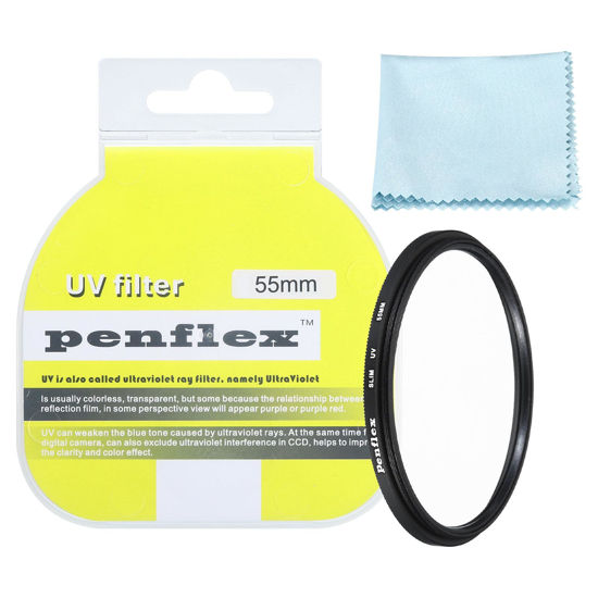 Picture of PATIKIL 55mm UV Filter, 1 PCS UV Protection Filter Slim UV Protection Camera Lens Filter Aluminum Optical Camera Accessory Crystal Clear Pics for 55mm Camera Lens Filter Photography