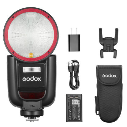 Picture of Godox V1Pro-C USA Version Camera Flash Speedlite V1Pro-CU for Canon, with Detachable Sub Flash, USB-C Charge Battery, 2.4G X Wireless HSS TTL Flash for Canon R5 R6 R7 R8 RP R M50 M5 M3 6D 7D 5D
