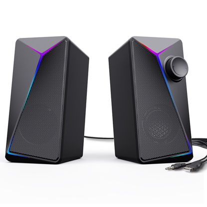 Picture of ROSON Computer Speakers, PC Speakers with Enhanced Bass and Volume Control, Stereo 2.0 Gaming Speakers, USB Powered 3.5mm Aux Cable Multimedia Speakers for Laptop/Desktop/Tablets/Phone