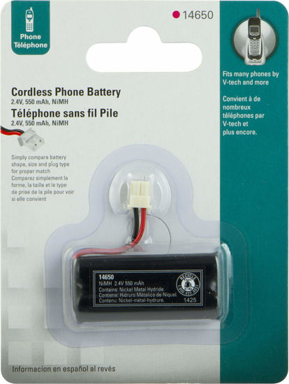 Picture of Power Gear PowerGear Rechargeable Cordless Phone Battery, 2.4V, 400mAh Battery Pack, Nickel Metal Hydride, Cordless Phone Handset Compatible, 14650