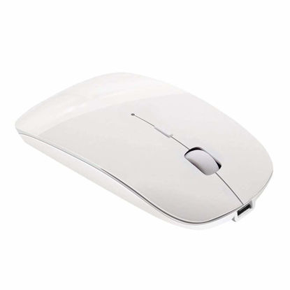 Picture of Tsmine Bluetooth Wireless Mouse, Slim Rechargeable Mouse Noiseless Click & 3 Adjustable DPI Level, Wireless Mouse for Laptop, Tablet, iMac, MacBook Air - White
