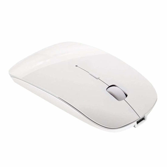 Picture of Tsmine Bluetooth Wireless Mouse, Slim Rechargeable Mouse Noiseless Click & 3 Adjustable DPI Level, Wireless Mouse for Laptop, Tablet, iMac, MacBook Air - White