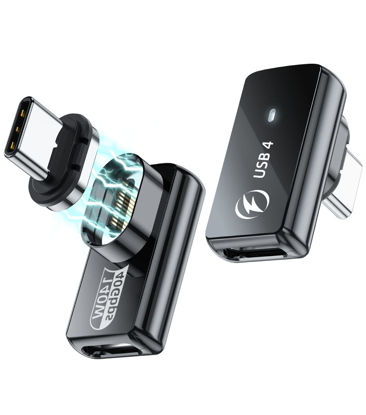 Picture of HanCenDa USB Type C Magnetic Adapter 2Pack, 24Pins 90 Degree USB-C with PD 140W Charge 40Gbps 8K 60Hz Video USB4 for Thunderbolt 3/4 MacBook Pro/Air Phone and More Devices