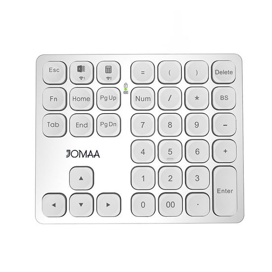 Picture of JOMAA Dual Wireless Numeric Keyboard Rechargeable Wireless Number Numpad for iPad Laptop Windows ios Slinet Digital Keyboard (Silver)