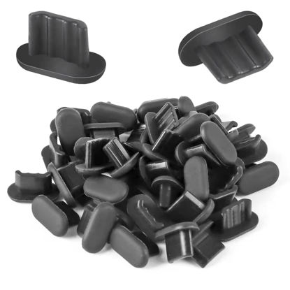 Picture of Niooliuk Pack of 30 Silicone Micro USB Cap Port Cover Anti Dust Protector 6.5mmx2.3mm Black
