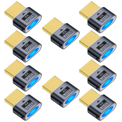 Picture of 4K HDMI Dummy Plug Display Emulator Headless Ghost Adapter Compatible with Windows Mac OSX Linux Support 4kx2k 2160P 1080p for Computer Desktop 10 Pack