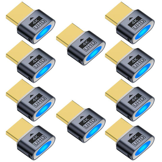 Picture of 4K HDMI Dummy Plug Display Emulator Headless Ghost Adapter Compatible with Windows Mac OSX Linux Support 4kx2k 2160P 1080p for Computer Desktop 10 Pack