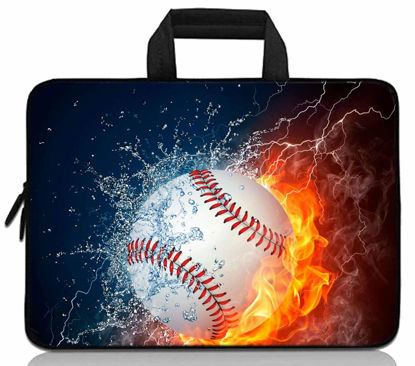 Picture of 11" 11.6" 12" 12.1" 12.5" inch Laptop Carrying Bag Chromebook Case Notebook Ultrabook Bag Tablet Cover Neoprene Fit Samsung Google Acer HP DELL Lenovo Asus (11 11.6 12.1 12.2 inch, Baseball Fire)