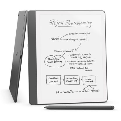 Picture of New Amazon Kindle Scribe (32GB) - Redesigned display with uniform borders. Now write directly on books and documents. With built-in notebook summarization. Includes Premium Pen - Tungsten