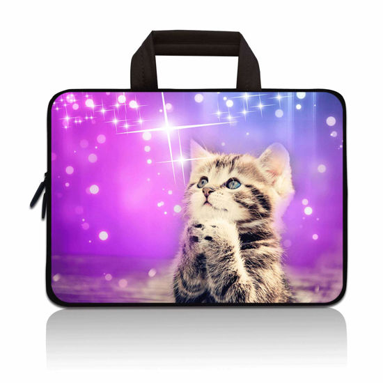 Picture of HAPLIVES Universal 7 ~ 9 inch Kids Tablet Portable Neoprene Zipper Carrying Sleeve Case Bag Fits 7" 8" 8.5" 8.9" 9" iPad Mini 5 4 3 2 1, Galaxy Tab A 8.0 (Cute Cat)