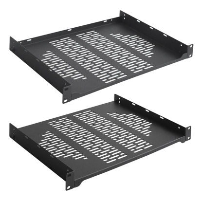 Picture of RIVECO 2 PCS 12” Rack Shelves for 19 inches Network Rack & Cabinets, 1U Rack Mount Shelf Vented Cantilever Tray, for Server, IT & Sound Equipment