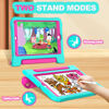 Picture of YIHE Kids Case for iPad 9.7 Inch with Screen Protector, Shockproof Handle Convertible Stand Case for iPad 9.7 6th/5th Generation 2018/2017, iPad Air 2/1& iPad Pro 9.7, Cyan&Pink