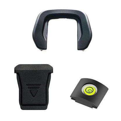 Picture of Camera Eyecup Viewfinder Eyepiece + Bubble Spirit Level Hot Shoe Cover Cap Protector Kit compatible for Canon EOS R50 R10 R8 R7 R6 Mark II R5C R3 (It's for R5C, not for R5)