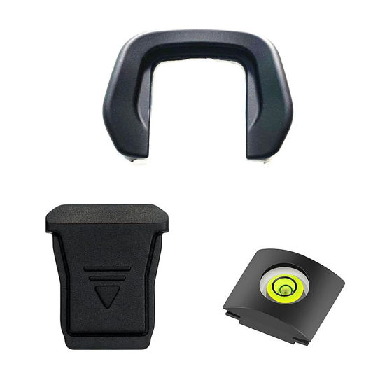 Picture of Camera Eyecup Viewfinder Eyepiece + Bubble Spirit Level Hot Shoe Cover Cap Protector Kit compatible for Canon EOS R50 R10 R8 R7 R6 Mark II R5C R3 (It's for R5C, not for R5)
