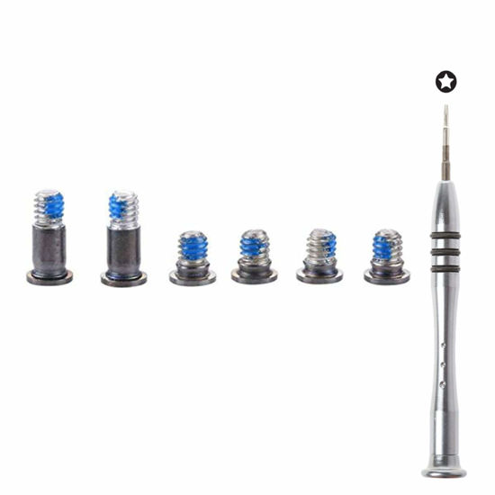 Picture of Replacement 6pcs/Set Bottom case Screws + 5 Point Pentalobe Screwdriver for MacBook Retina 13'' A1706 MLH12LL/A MNQG2LL/A, A1989 MV962LL/A MV992LL/A MR9V2LL/A, A2251 MWP42LL/A 2018 (Silver)