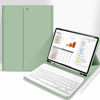 Picture of aoub Case for iPad 6th/5th Generation 9.7 inch, iPad Air 2, iPad Air, Stand Folio Detachable Wireless Bluetooth Keyboard Cover Soft TPU Back Case with Pencil Holder , Light Green