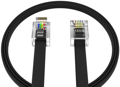Picture of AmzPRO (1 Pack) 6 Feet Black Telephone Cable 6P4C RJ11 Male to Male, Made in USA Pro Grade Phone Line Cord