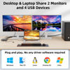 Picture of Dual Monitor KVM Switch for Laptop & Desktop 4K@60Hz, USB C and HDMI KVM Switch 2 Monitors 2 Computers with 4 USB 3.0 Port for Keyboard Mouse, 80W PD Charging, with Wired Remote and USB C Cable