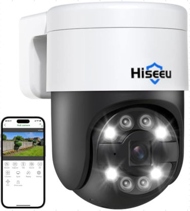 Picture of Hiseeu 【Auto Tracking +2-Way Audio】 5MP PoE Security Camera Outdoor,PTZ 300°Pan 90 Tilt Digital Zoom,CCTV Home Security Cameras,Spotlight Alarm,Human Detection,No Monthly Fee