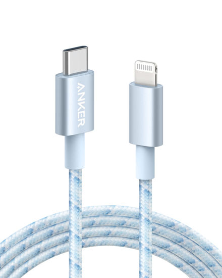 Picture of Anker New Nylon USB C to Lightning Cable, Apple MFi Certified for iPhone 14 Series, and More (6FT,Blue)