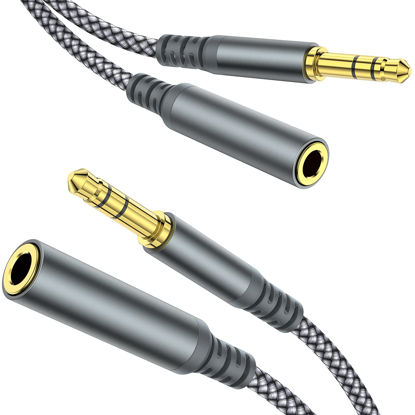 Picture of MCSPER Headphone Extension Cable, [2-Pack, 6.6ft Hi-Fi ] 3.5mm Extension AudioMale to Female Aux Adapter Hi-Fi Sound Stereo Extender Cord for Headset, iPhone, iPad, Smartphones, Tablets & More (Grey)