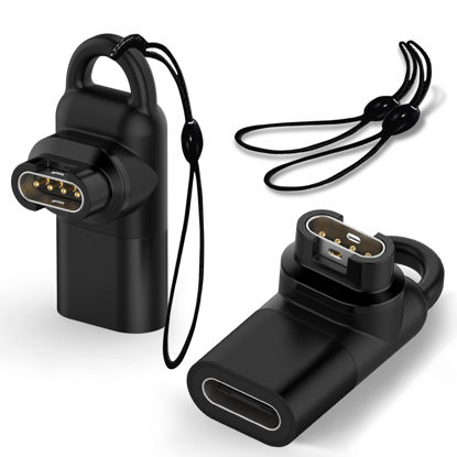 Picture of (2 Pack) Miimall Compatible for Garmin Forerunner 965/265/265S Charger to Type-C Adapter, Portable Safety Charging Converter USB-C Adapter for Garmin Watch, Instinct 2/2S (Black)