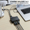 Picture of Leehitech RJ45 Ethernet Splitter 1 to 3 Network Adapter,1000Mbps Network LAN Splitter 1 Male to 3 Female Network Adapter for Cat 5/5e/6/7/8, Support 3 Devices Working Simultaneously