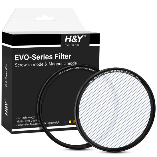 Picture of H&Y EVO Series 82mm Variable Blue Streak Filter 360° Rotatable Anamorphic Flare Effects Lens Filter Screw in and Magnetic Lens Filter 2 in 1 with Magnetic Adapter Ring for Photography and Videography