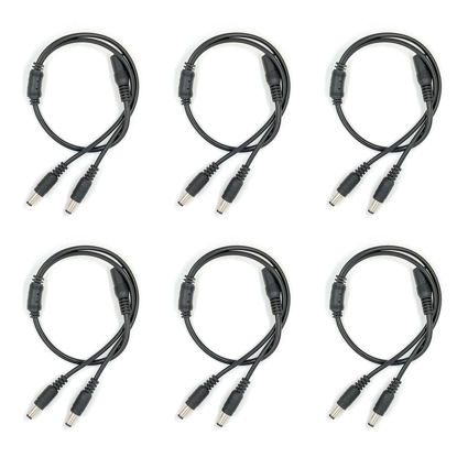 Picture of lkelyonewy 6 Pack Dc Power Supply 1 Female to 2 Male 5.5Mm X 2.1Mm Jack Camera Cable Barrel Plug Y Splitter Adapter Wire for CCTV Cameras Led Light Strip and More
