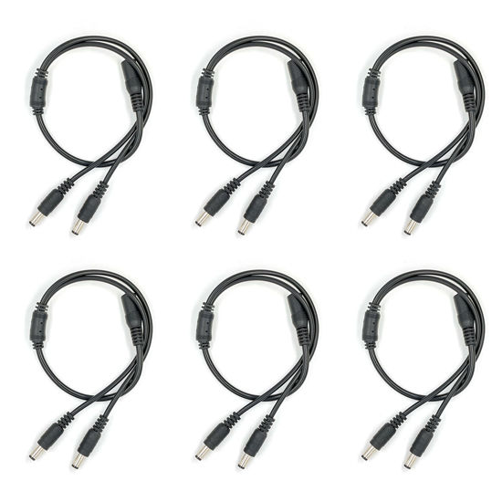 Picture of lkelyonewy 6 Pack Dc Power Supply 1 Female to 2 Male 5.5Mm X 2.1Mm Jack Camera Cable Barrel Plug Y Splitter Adapter Wire for CCTV Cameras Led Light Strip and More