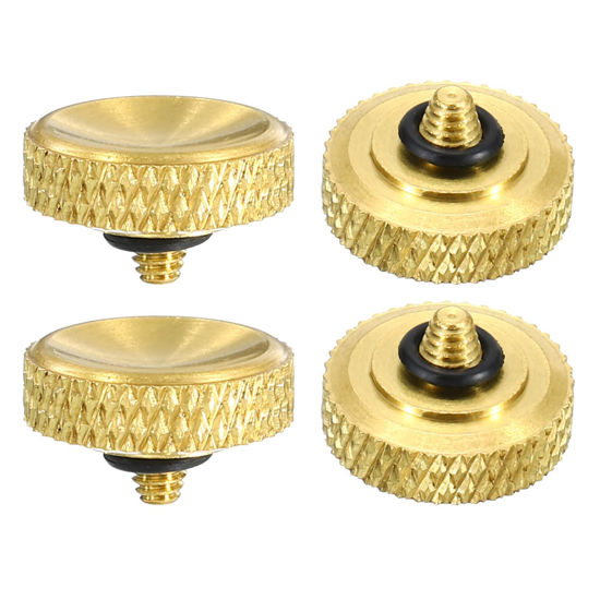 Picture of PATIKIL Camera Shutter Button, 4 Pack Soft Shutter Release Button Pure Copper Camera Button Carved Suitable for DSLR/SLR Camera, Golden