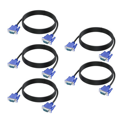 Picture of URELEGAN VGA to VGA Cable 6 Feet 5-Pack, VGA to VGA Monitor Cable 1080P Full HD Male to Male Cord HD15 for Computer PC Monitor Laptop TV Projector