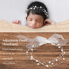 Picture of SPOKKI 2 PCS Baby Props Photography Wrap Kit, Newborn Photography Props, Handmade Pearl Wrap Blanket for Baby Photo Props with Pearl Headband, 35.5 X 67 inch Newborn Outfits for Photography (Beige)
