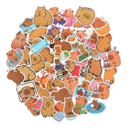 Picture of 100pcs Capybara Stickers Cute Brown Stickers Waterproof Cartoon Animal Decals Nature Party Favors & Gifts for Adults Teens Girls Water Bottle Laptop Luggage Helmet Skateboard Motorcycle Guitar