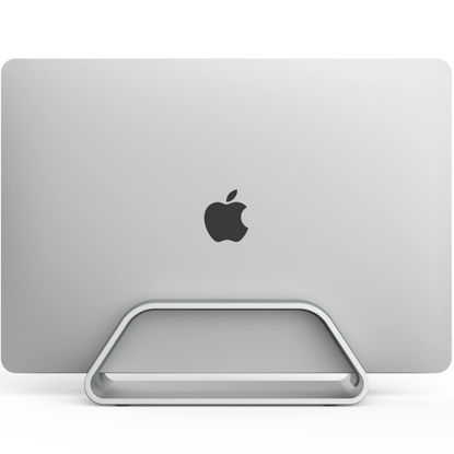 Picture of HumanCentric Vertical Laptop Stand for MacBook, Compatible with MacBook Pro Stand, MacBook Air Stand, Laptop Holder for Apple Laptop Desk Stand, Aluminum Laptop Vertical Stand, Silver MacBook Stand