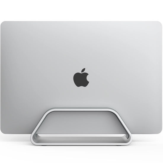 Picture of HumanCentric Vertical Laptop Stand for MacBook, Compatible with MacBook Pro Stand, MacBook Air Stand, Laptop Holder for Apple Laptop Desk Stand, Aluminum Laptop Vertical Stand, Silver MacBook Stand