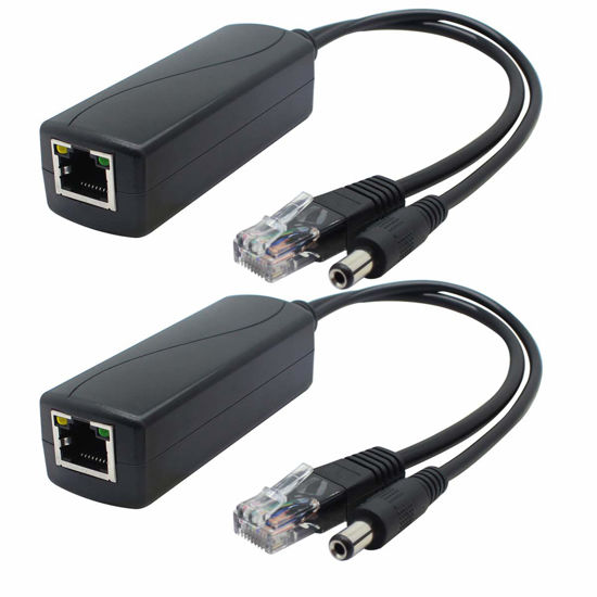 Picture of ANVISION 2-Pack Gigabit PoE Splitter, 48V to 12V 2A Ethernet Adapter, for Security Camera, AP, Voip and More, AV-PS12-G