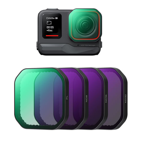 Picture of K&F Concept PL ND Filter Kit Compatible with Insta360 Ace Pro 2, 4 Pack PL ND8 ND16 ND32 Light Reduction Polarizing Filters, Top HD Optical Glass Multi-Coated