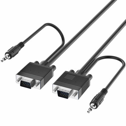 Picture of Fosmon (25 FT) VGA/SVGA/UXGA Monitor Cable with 3.5mm Audio Jack (Male to Male) - Support High Video Resolution for LCD LED Monitor HDTV Projector
