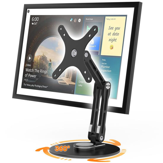Picture of YCNEW Swivel and Tilt Stand for Echo Show 15, Portable Monitor Stand, Three-Hinge Adjustable Angle and Height with 360° Rotation Base, Supports Switching Between Landscape and Portrait Screens(Black)