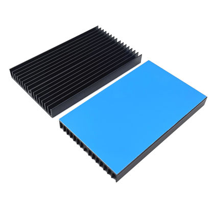 Picture of 2Pcs Aluminum Heatsink Kit 100x60x10mm/ 3.94“x2.36“x0.39“ inch + Thermal Conductive Adhesive Tape Cooler Heat Sink for Cooling SSD Smartphones Routers Hard Drives LED Panel (16 Pins)