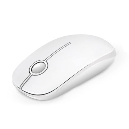 Picture of VssoPlor Wireless Mouse, 2.4G Slim Portable Computer Mice with Nano Receiver for Notebook, PC, Laptop, Computer (Pure White)