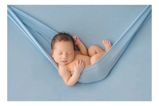 Picture of EDERA 3Pcs Newborn Photography Props Baby Photoshoots Photo Posing Wraps Backdrops with Headband Stretch (Wrap + Backdrop + Headband, Light Blue)