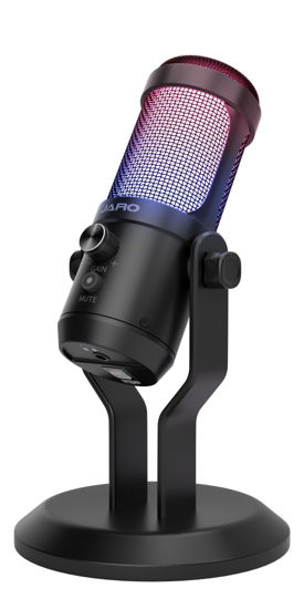 Picture of JARO USB 192kHz/24bit Cardioid Condenser Microphone with Mute Noise Cancelation RGB for Gaming Podcast Streaming YouTube Zoom AMSR Singing Studio Recording on PC Laptop Mac PS5 Tablet Phone, J100-CS